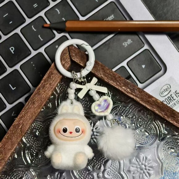 New mini flocked have a seat labubu keychain - Picture 1 of 1